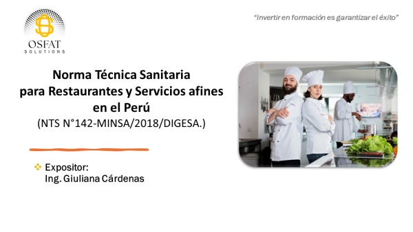 NORMA SANITARIA PARA RESTAURANTES Y SERVICIOS AFINES (NTS N°142-MINSA/2018/DIGESA)